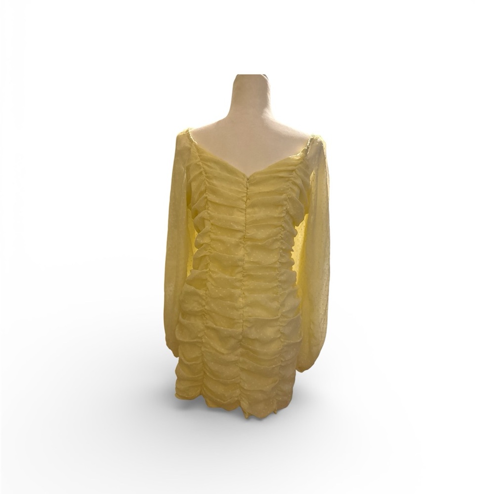 ASOS Yellow Long Sleeve Ruched Dress - Picture 4 of 4